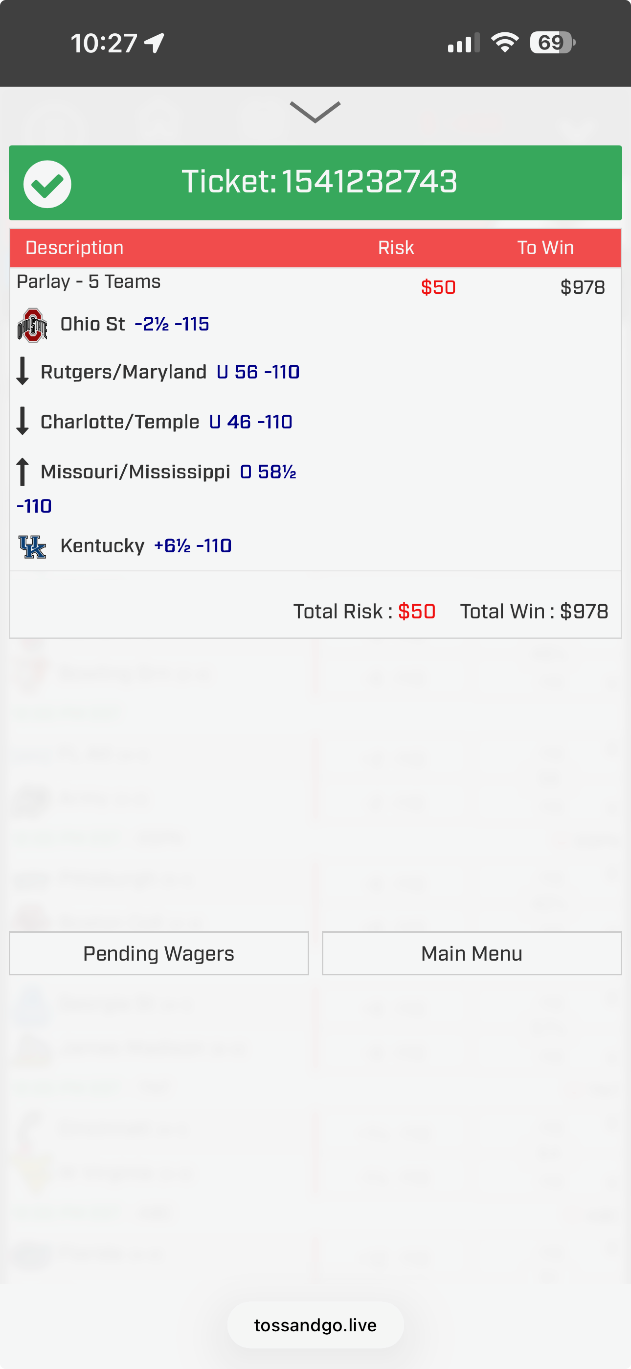 Bet slip