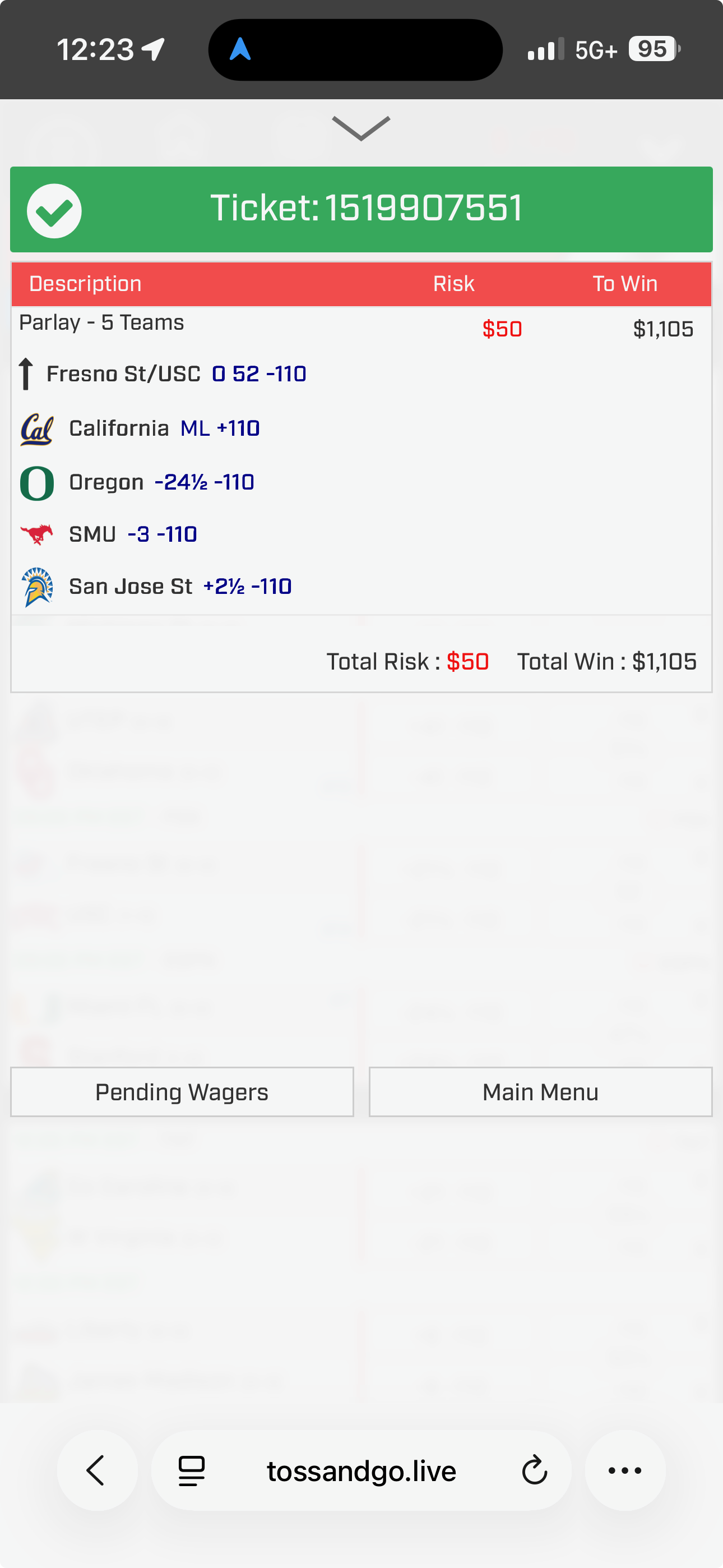 Bet slip