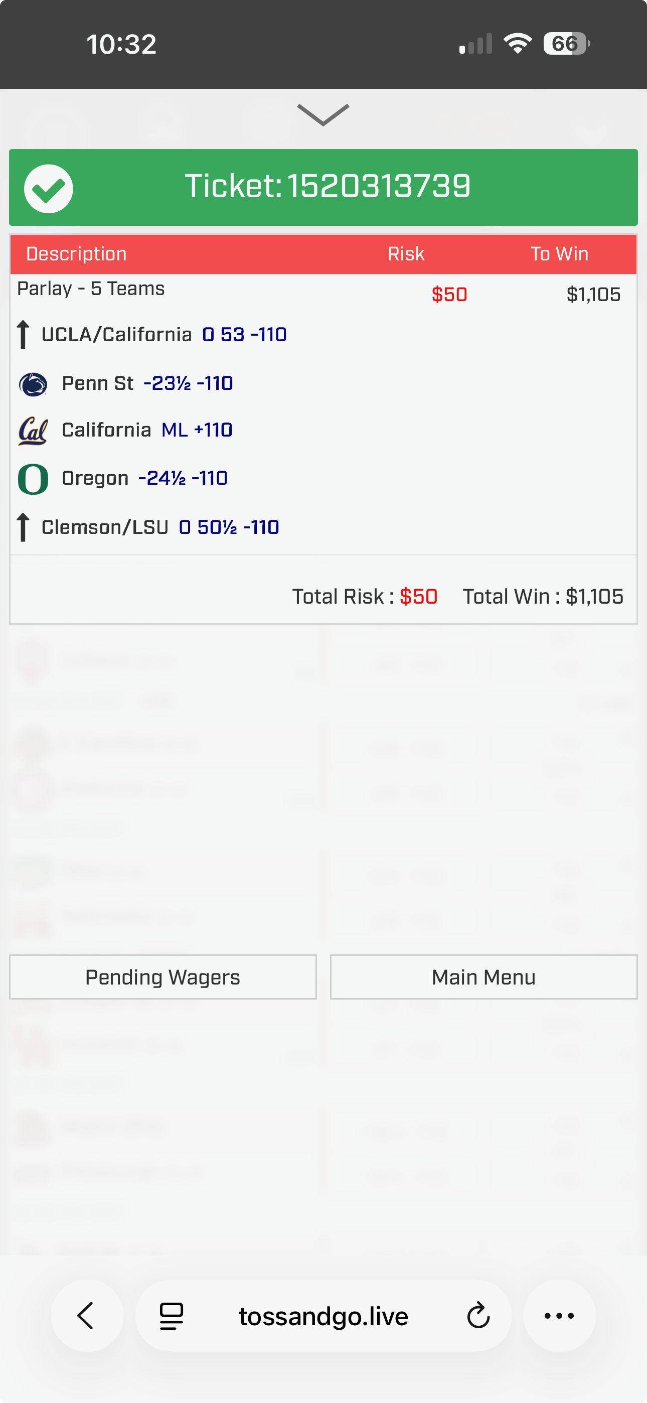 Bet slip