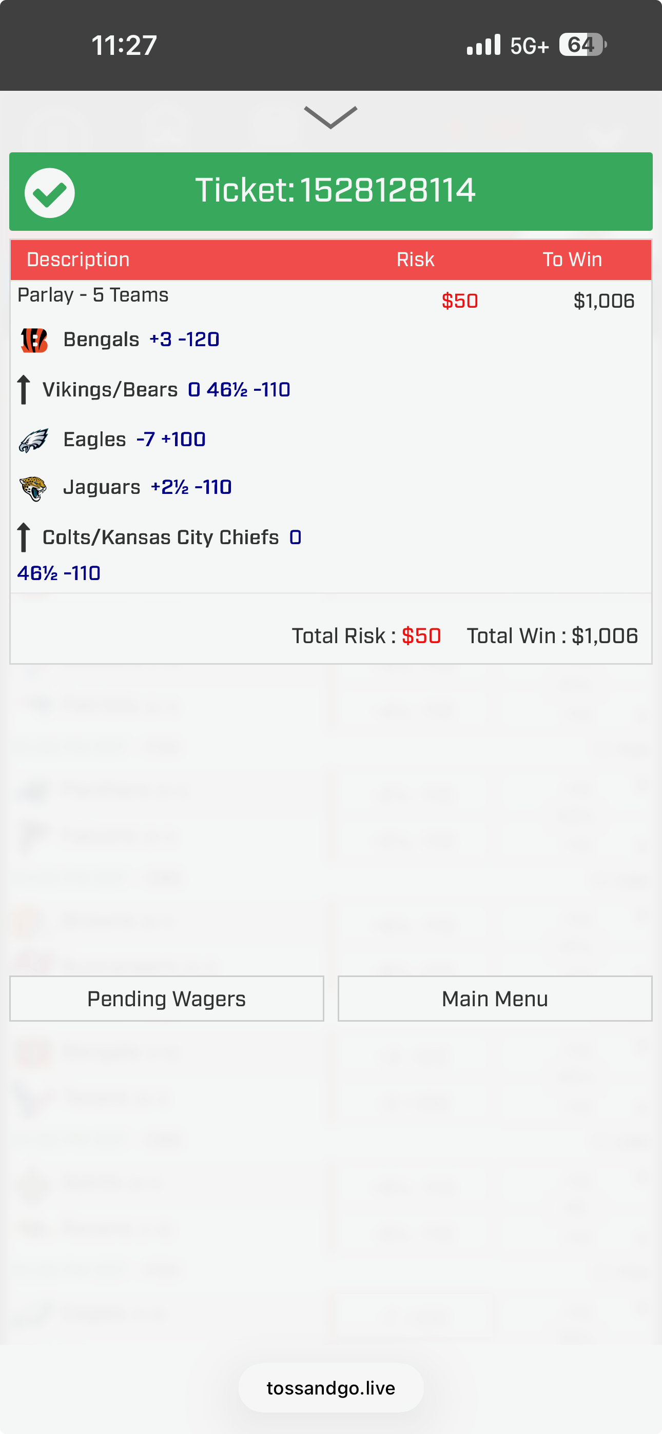 Bet slip